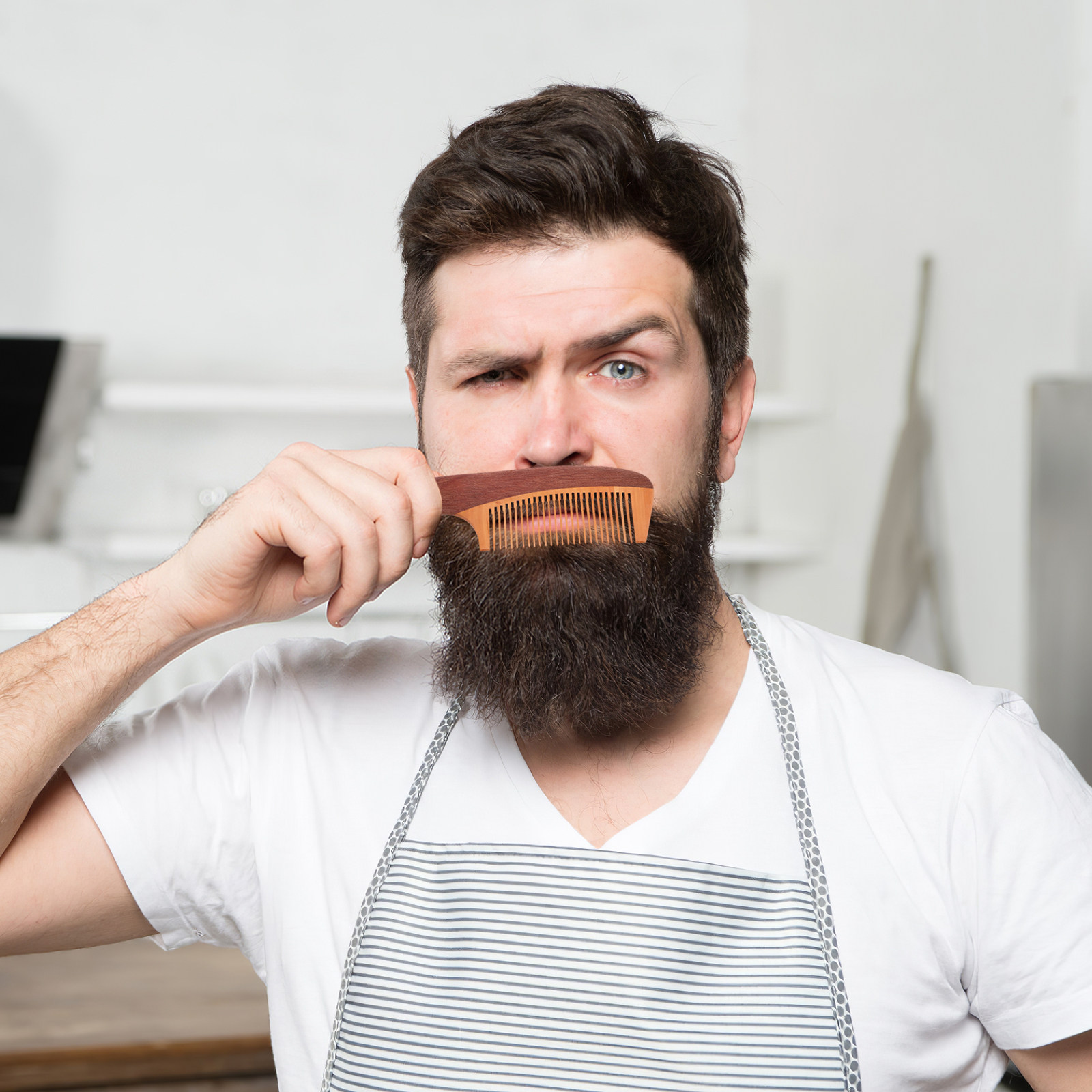 Beard Oil - Erkekler İçin Sakal Tarakı, Ahşap Bıyık