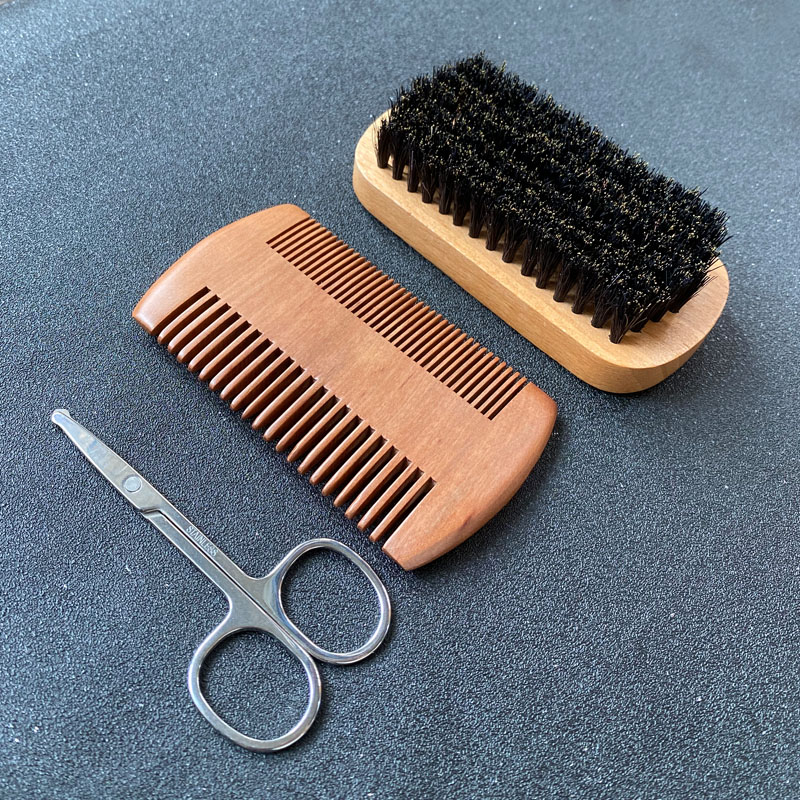 Mens Grooming Travel Kit - Erkek Sakal Bakım Seti, Sakal Fırçası,